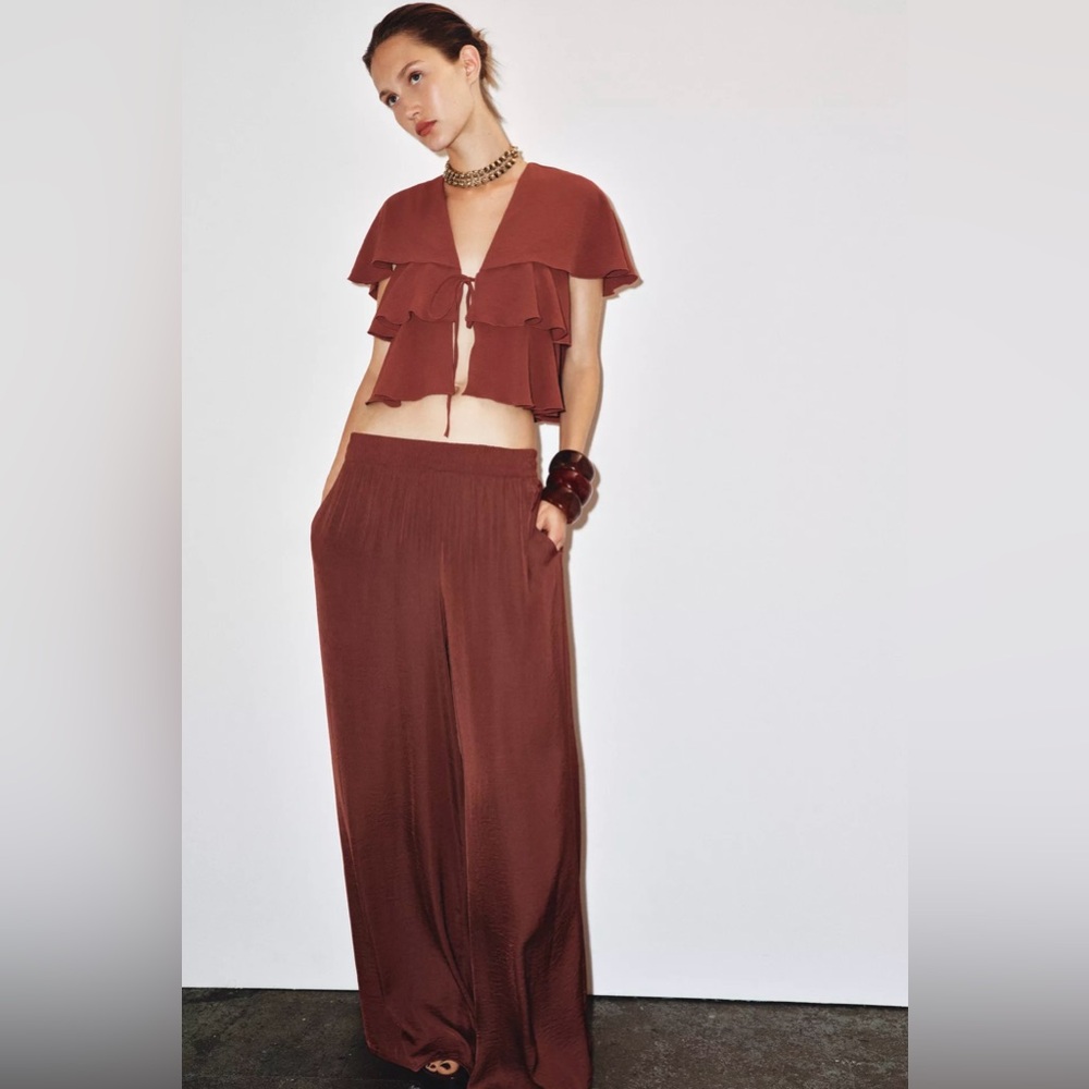 Zara high-waisted flowy wide leg pants